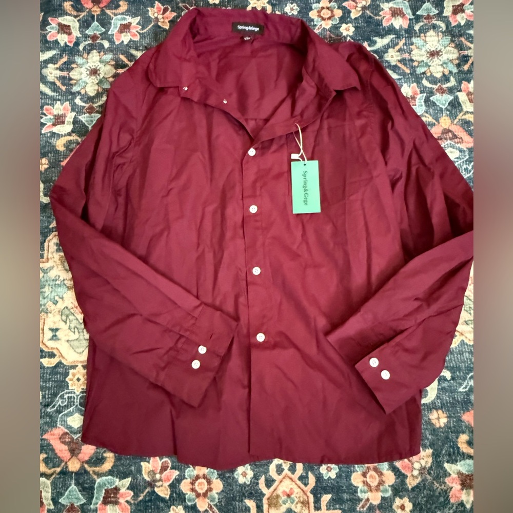 Burgundy Button Down Kids Shirt